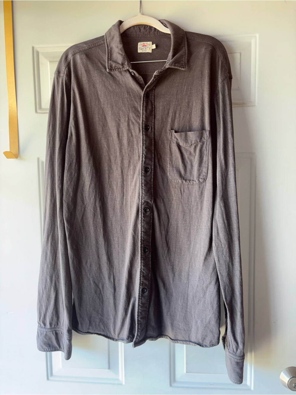 Faherty brown button-down pocket shirt size L Tall